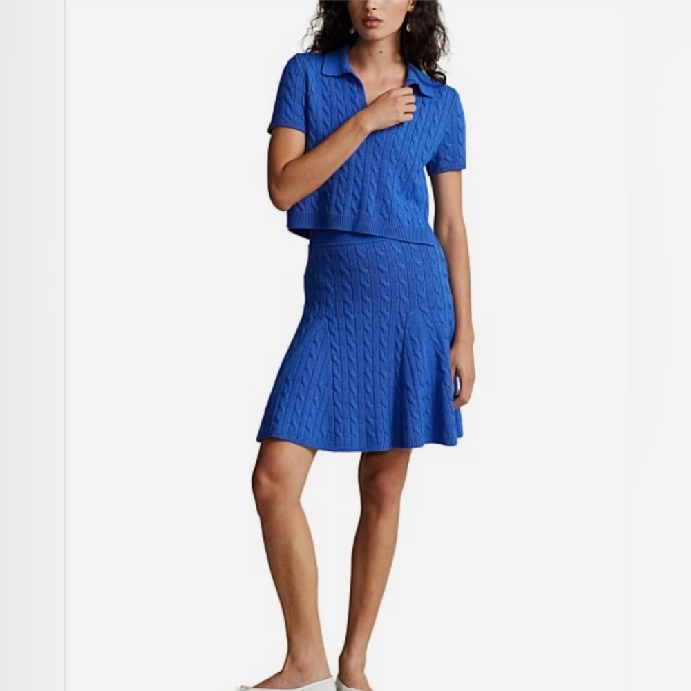 Ralph Lauren NWOT Cable Knit Wool-Cashmere Skirt | Large | Blue